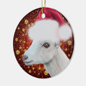LaMancha Goat Santa Hat-kerstversiering Keramisch Ornament (Links)