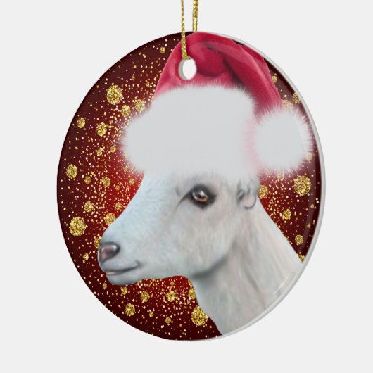 LaMancha Goat Santa Hat-kerstversiering Keramisch Ornament (Links)