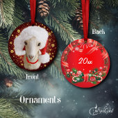 LaMancha Goat Santa Hat-kerstversiering Keramisch Ornament