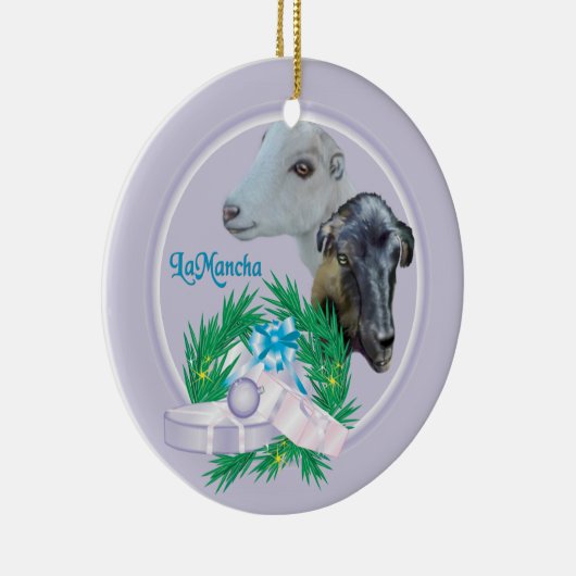 LaMancha Goat Wreath Holiday Ornament (Rechts)