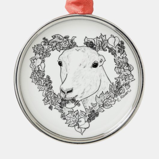 LaMancha Head in Heart Metalen Ornament (Voorkant)