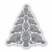 Lamantijn Kerstboom Santa Hoed Kerstlichten  Sticker (Voorkant)