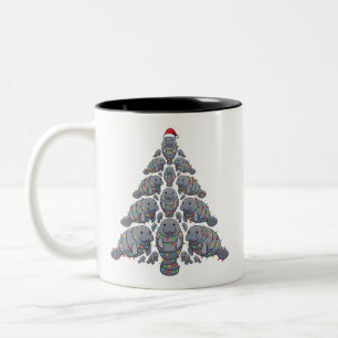 Lamantijn Kerstboom Santa Hoed Kerstlichten Tweekleurige Koffiemok