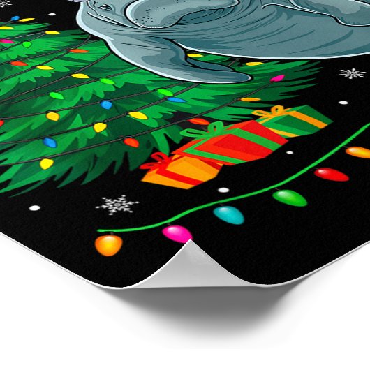 Lamantijn Kerstman Hoed Mannen Vrouwen Kinderen Ke Poster (Hoek)