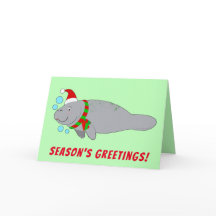 Lamantijn met kerstmanhoed en sjaal Seizoensgroete