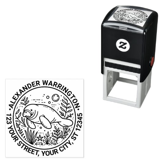 Lamantijn zwemt onder water Naam Retouradres Zelfinktende Stempel (In situ)