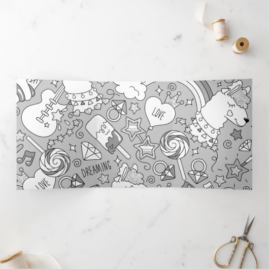 lamapatroon 4 drieluik wenskaart (Binnen)