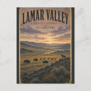 Lamar Valley Yellowstone Vintage Reis naar Wilde D Briefkaart