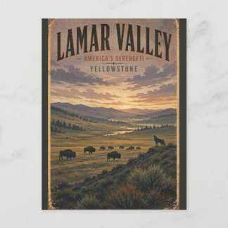 Lamar Valley Yellowstone Vintage Reis naar Wilde D Briefkaart