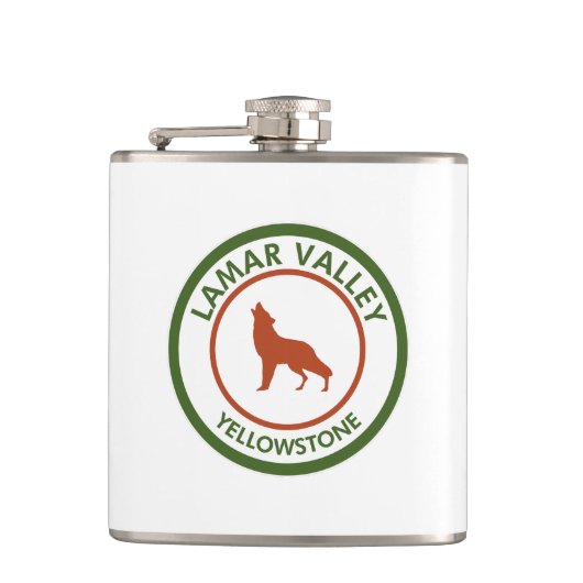 Lamar Valley Yellowstone Wolf Heupfles (Voorkant)