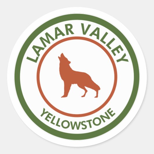 Lamar Valley Yellowstone Wolf Ronde Sticker (Voorkant)