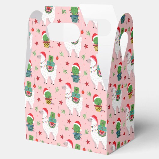 Lamas en cactussen kerstpatroon bedankdoosjes (Geopend)