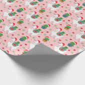 Lamas en cactussen kerstpatroon cadeaupapier (Hoek)