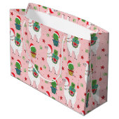 Lamas en cactussen kerstpatroon groot cadeauzakje (Achterkant Gekanteld)