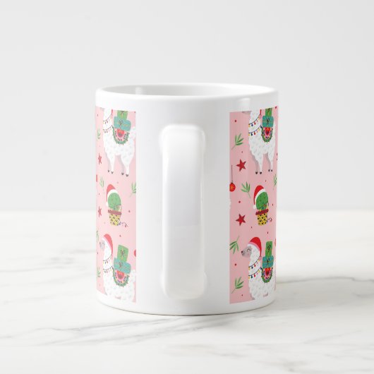Lamas en cactussen kerstpatroon grote koffiekop (Achterkant)