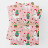 Lamas en cactussen kerstpatroon inpakpapier vel (In situ)