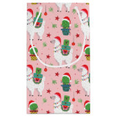 Lamas en cactussen kerstpatroon klein cadeauzakje (Achterkant)