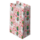 Lamas en cactussen kerstpatroon klein cadeauzakje (Achterkant Gekanteld)