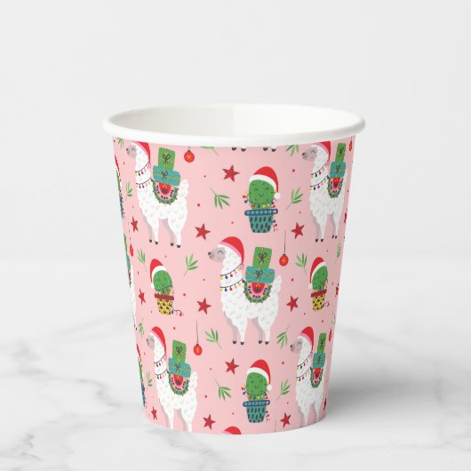 Lamas en cactussen kerstpatroon papieren bekers (Links)