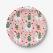 Lamas en cactussen kerstpatroon papieren bordje (Voorkant)