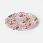 Lamas en cactussen kerstpatroon papieren bordje (Gekanteld)