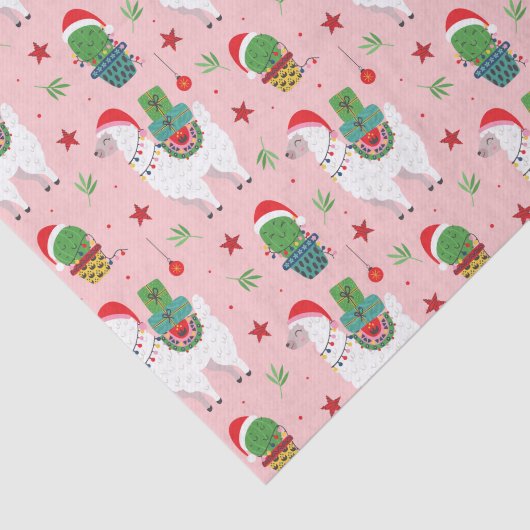 Lamas en cactussen kerstpatroon tissuepapier (Detail)