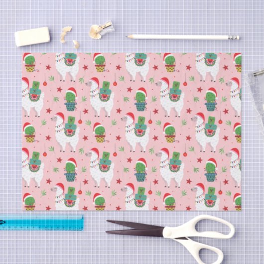 Lamas en cactussen kerstpatroon tissuepapier (Craft)