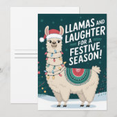Lamas en feestelijk seizoen - Kerstkaart (Voorkant / Achterkant)