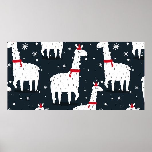 Lama's, handgetekende achtergrond. Kleurrijk naadl Poster (Voorkant)