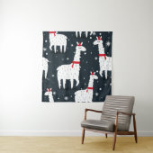 Lama's, handgetekende achtergrond. Kleurrijk naadl Wandkleed (In situ)