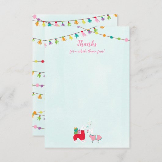 Lama's in Pyjama Slumber Party Bedankkaart (Voorkant / Achterkant)
