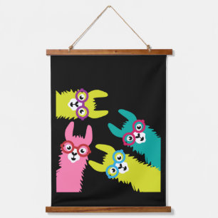 Lama's Kleurrijke Camelid Hangend Wandkleed