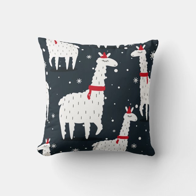 Lamas, met de hand getekende achtergrond. Kleurig  Kussen (Voorkant)
