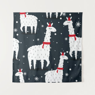 Lama's, met de hand getekende achtergrond. Kleurri Wandkleed