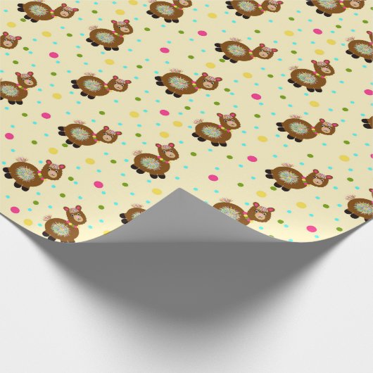 Lamas patroon cadeaupapier (Hoek)