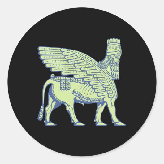 Lamassu Anunnaki Ronde Sticker (Voorkant)
