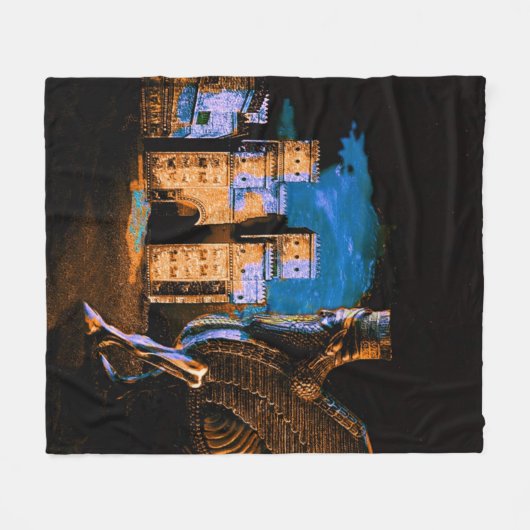 Lamassu en Ishtar Gate fleece deken (Voorkant (Horizontaal))