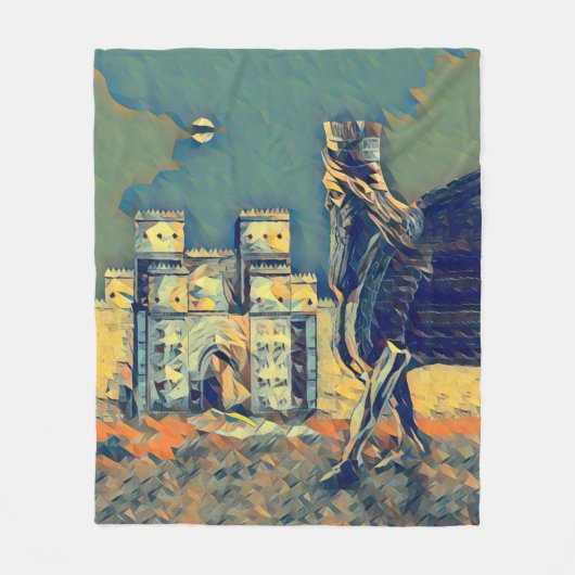 Lamassu Ishtar Gate Artwork Fleece Blanket, Small Deken (Voorkant)