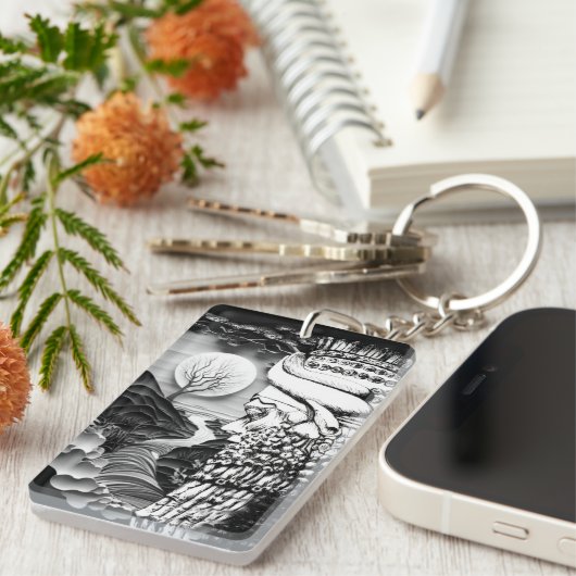 Lamassu portret Acryl Sleutelhanger (Voorkant Rechts)