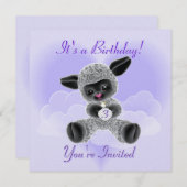 Lamb and Clouds verjaardagsuitnodiging voor kinder Kaart (Voorkant / Achterkant)