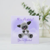 Lamb and Clouds verjaardagsuitnodiging voor kinder Kaart (Staand voorkant)