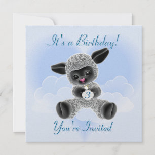 Lamb and Clouds verjaardagsuitnodiging voor kinder Kaart