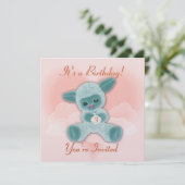 Lamb and Clouds verjaardagsuitnodiging voor kinder Kaart (Staand voorkant)