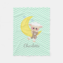 Lamb and Crescent Moon Nursery Fleece Deken
