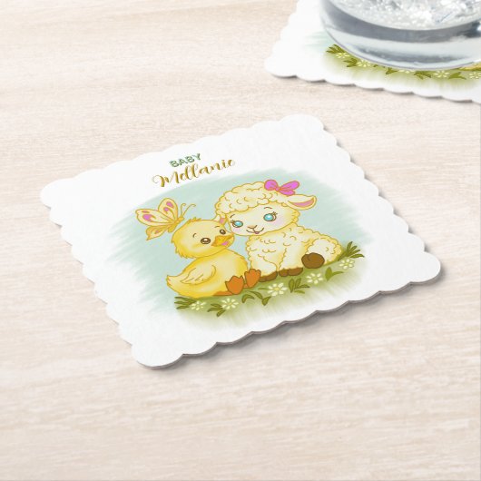 Lamb and Duck Coaster Kartonnen Onderzetters (Gebogen)