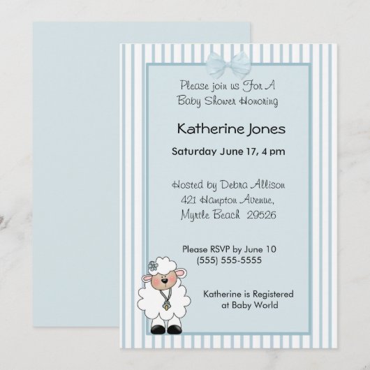 Lamb Baby Douche Uitnodigingen (Voorkant / Achterkant)