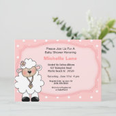 Lamb Baby Meisje Douche Uitnodigingen (Staand voorkant)