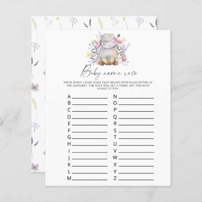 Lamb - Baby naam race spel (Voorkant / Achterkant)