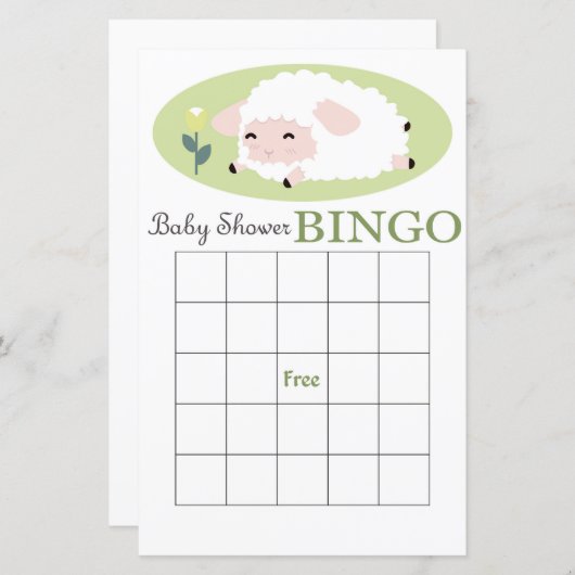 lamb baby shower bingo (Voorkant / Achterkant)