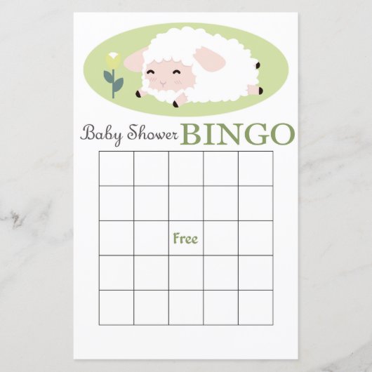 lamb baby shower bingo (Voorkant)